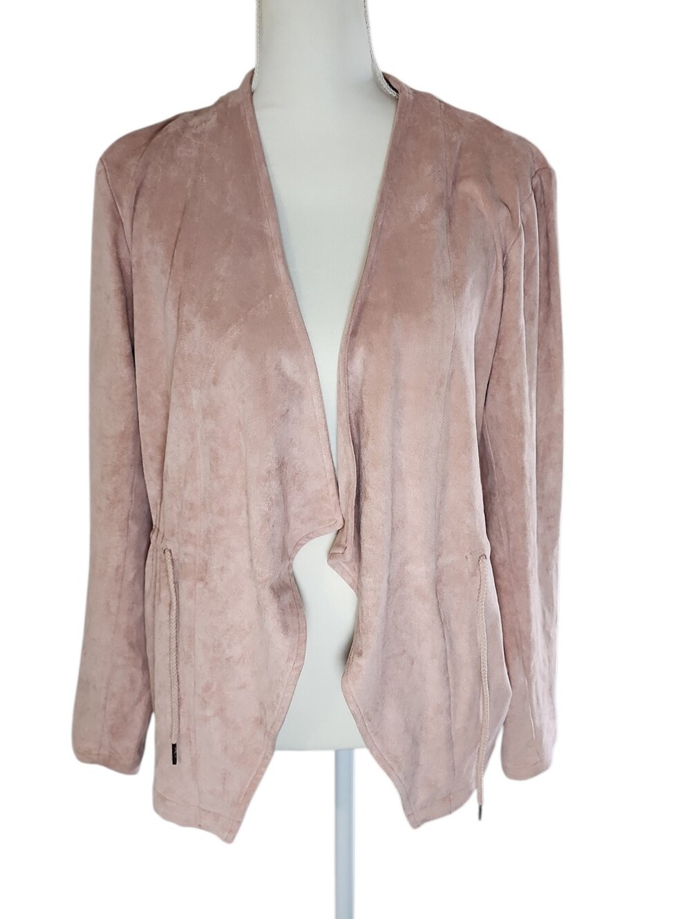Kori Blush Pink Faux Suede Open Front Drape Jacket Size‎ Medium